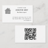 Carte de visite immobilier moderne avec code QR (Devant / Derrière)