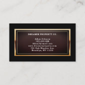 Carte De Visite Immobilier moderne Black and Gold (Dos)