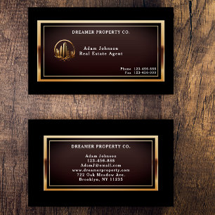 Carte De Visite Immobilier moderne Black and Gold