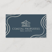 Carte De Visite Immobilier Moderne Bleu Côtiers (Devant)