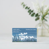 Carte De Visite Immobilier Moderne Blue Skyline (Debout devant)