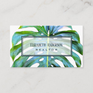 Carte De Visite Immobilier moderne tendance Tropical Leaf verdure