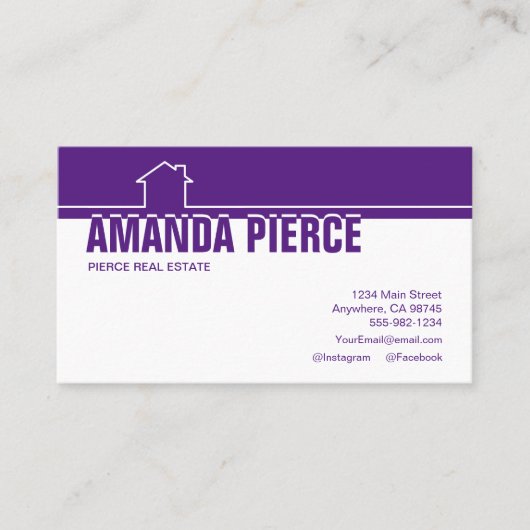 Carte De Visite Immobilier moderne violet blanc (Devant)