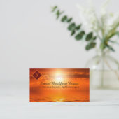 Carte De Visite Immobilier Monogramme Orange coucher de soleil en (Debout devant)