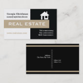 Carte De Visite Immobilier noir, blanc, beige attirant l'oeil (Devant / Derrière)