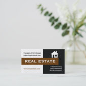 Carte De Visite Immobilier noir, blanc, brun attirant l'oeil (Debout devant)