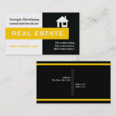 Carte De Visite Immobilier noir, blanc, jaune accrocheur (Devant / Derrière)