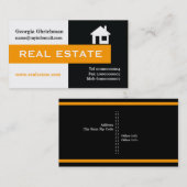Carte De Visite Immobilier noir, blanc, orange attirant l'oeil (Devant / Derrière)
