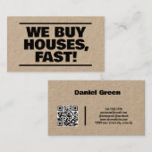 Carte De Visite Immobilier Nous Achetons Maisons QR Kraft (Devant / Derrière)