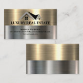 Carte De Visite Immobilier | Or métallique | Métal acier (Devant / Derrière)