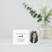 Carte De Visite Immobilier photo professionnelle QR code clé logo (Debout devant)