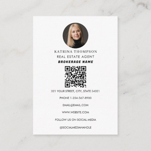 Carte De Visite Immobilier Photo Realtor QR Code Porte avant (Dos)