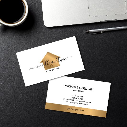 Carte De Visite Immobilier Professional Modern Script House