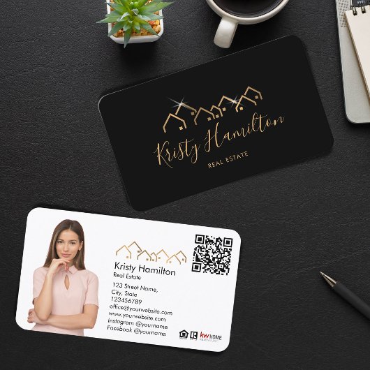 Carte De Visite immobilier professionnel ajouter photo code QR