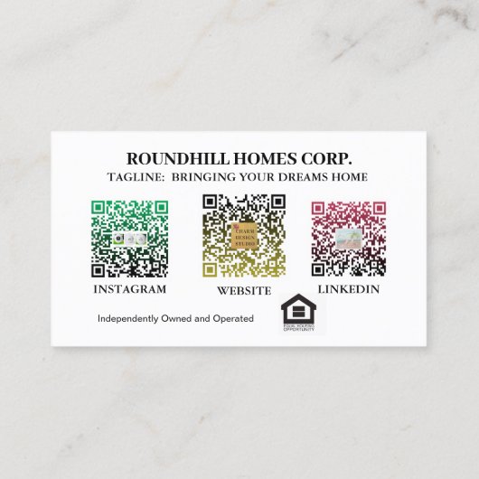 Carte De Visite Immobilier professionnel Ajouter un logo photo Cod (Dos)