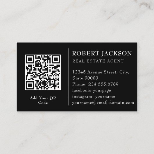 Carte De Visite Immobilier professionnel | Code QR de mise en page (Dos)