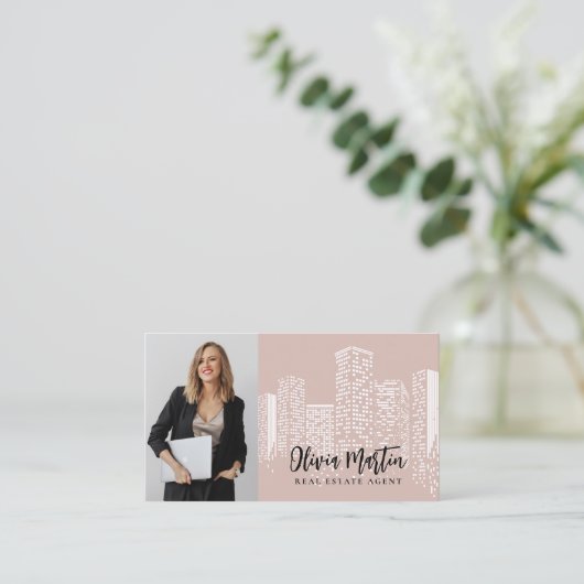 Carte De Visite Immobilier professionnel | Code QR photo (Debout devant)