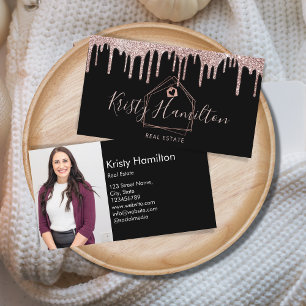 Carte De Visite Immobilier professionnel maison courtier or photo