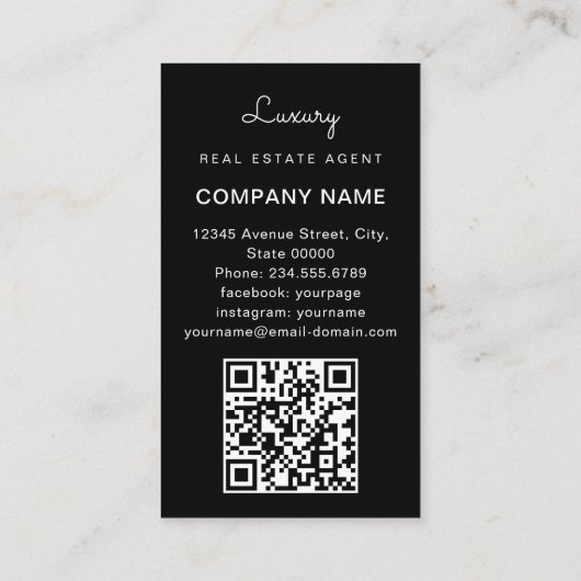 Carte De Visite Immobilier professionnel | Mise en page verticale (Dos)