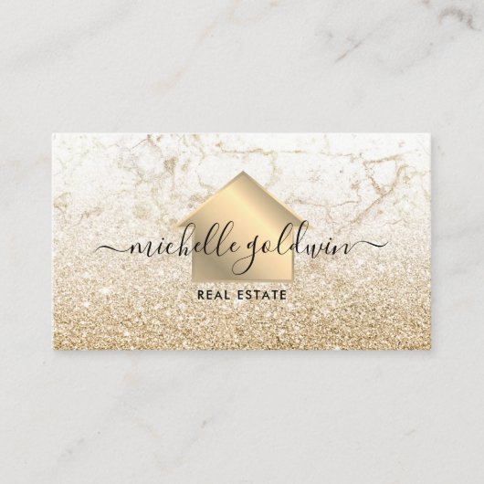 Carte De Visite Immobilier Professionnel Moderne Script House Busi (Devant)