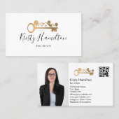 Carte De Visite immobilier professionnel realtor ajouter photo cod (Devant / Derrière)