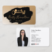 Carte De Visite immobilier professionnel realtor key ajouter photo (Devant / Derrière)