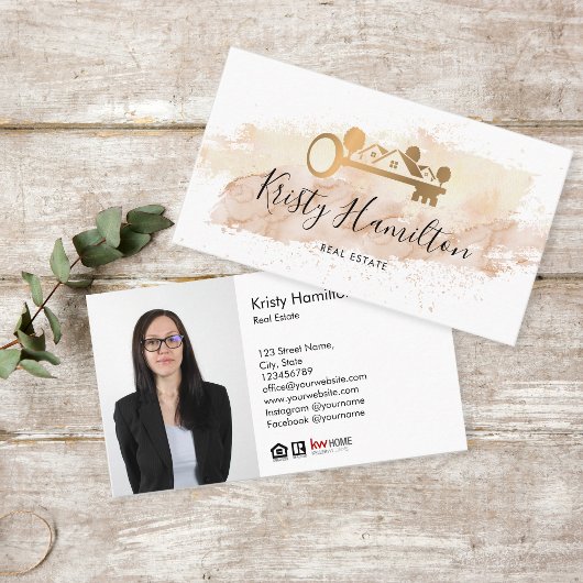 Carte De Visite immobilier professionnel realtor key ajouter photo