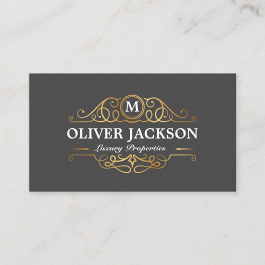 Carte De Visite Immobilier | Propriétés de Luxe en Or (Devant)
