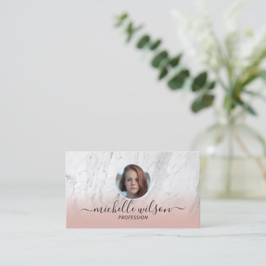 Carte De Visite Immobilier Realtor Marbre tendance Blush rose (Debout devant)
