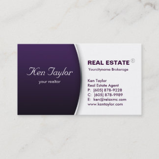 Carte de visite immobilier rond violet argenté