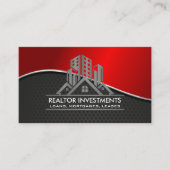 Carte De Visite Immobilier | Rouge métallique | Bousi à maille per (Devant)