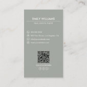 Carte De Visite Immobilier Sage Vert Photo QR Code Médias sociaux (Dos)