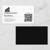 Carte De Visite Immobilier simple noir et blanc QR Code One Side (Devant / Derrière)