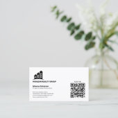 Carte De Visite Immobilier simple noir et blanc QR Code One Side (Debout devant)