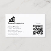 Carte De Visite Immobilier simple noir et blanc QR Code One Side (Devant)