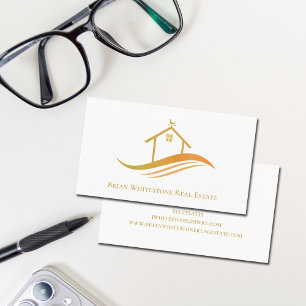 Carte De Visite Immobilier Société Gold House Logo Realtor Personn