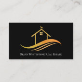 Carte De Visite Immobilier Société Moderne Chic Or Noir Realtor (Devant)