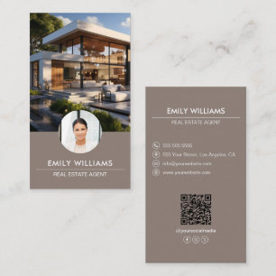 Carte De Visite Immobilier Taupe Photo QR Code Social Media