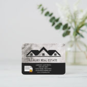 Carte De Visite Immobilier Toit Top Marbre Certifié (Debout devant)