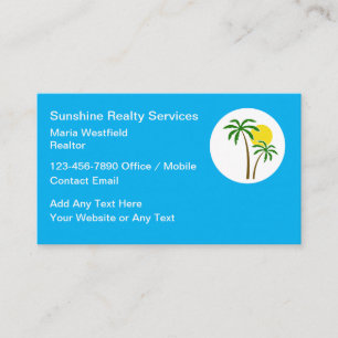 Carte De Visite Immobilier Tropical Côtier Simple
