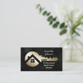 Carte de visite immobilier Velvet Black Gold Key (Debout devant)