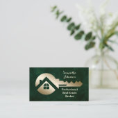 Carte de visite immobilier Velvet Emerald Gold Key (Debout devant)