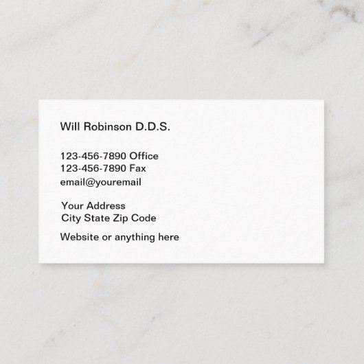 Carte De Visite Implants dentaires Dentistère simple (Dos)