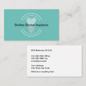 Carte De Visite Implants dentaires Dentistère simple (Devant / Derrière)