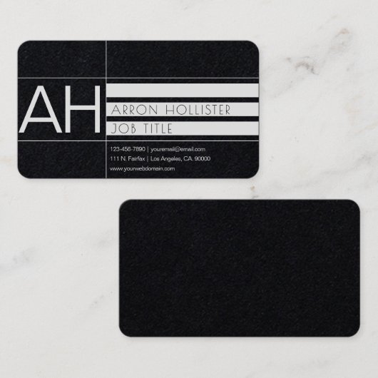 Carte De Visite Impression blanche géométrique moderne/papier noir (Devant / Derrière)