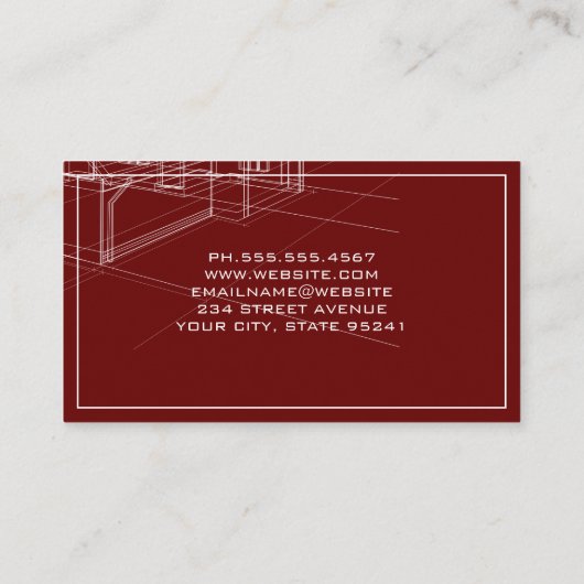 Carte De Visite Impression bleue | Architecte (Dos)