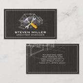 Carte De Visite Impression bleue | Architecte | Outils de construc (Devant / Derrière)