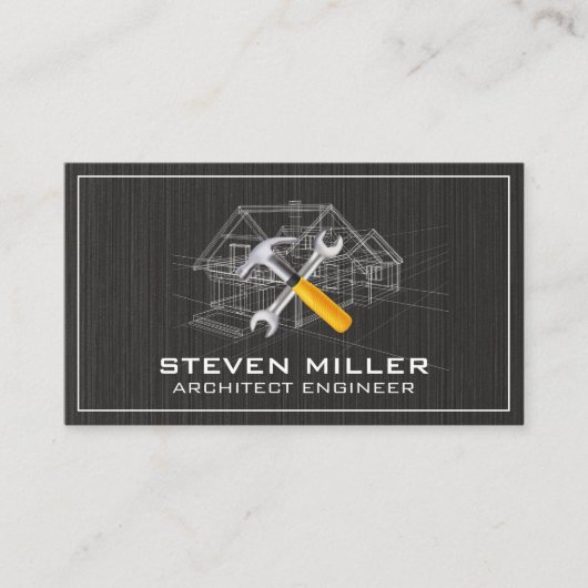 Carte De Visite Impression bleue | Architecte | Outils de construc (Devant)