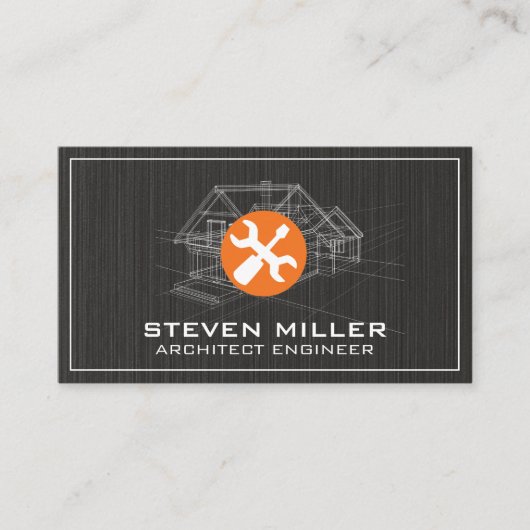 Carte De Visite Impression bleue | Architecte | Outils main (Devant)