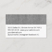 Carte De Visite Impression d'accent en denim gris clair sur blanc (Dos)
